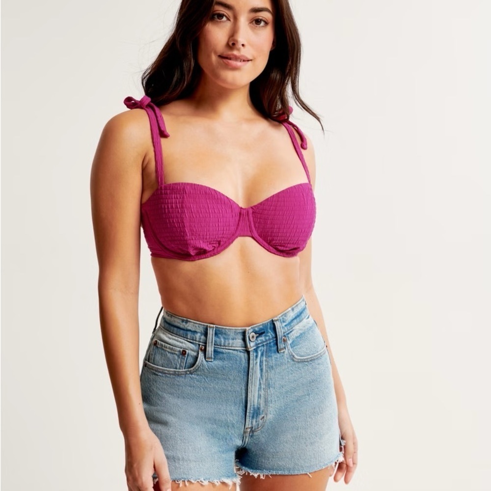 Abercrombie Curve Love Tie-Strap Underwire Bikini Top Size Medium - Picture 2 of 5